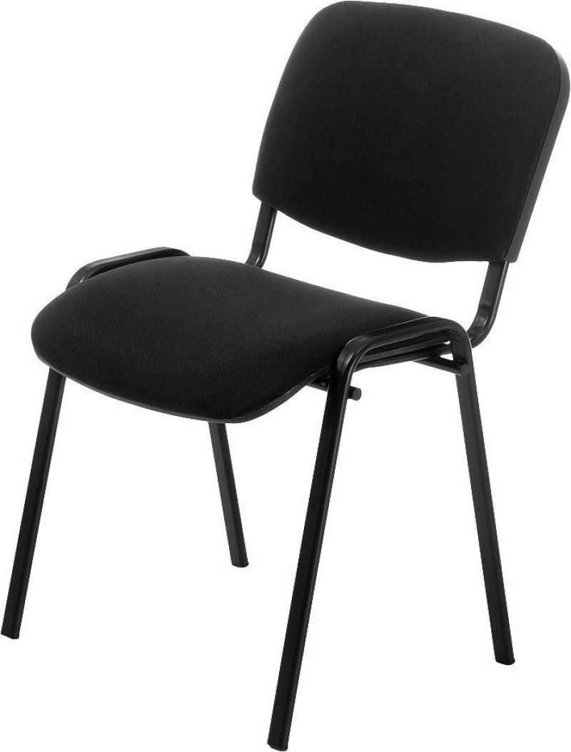 стул для посетителя изо хром каркас обивка кожзам черный